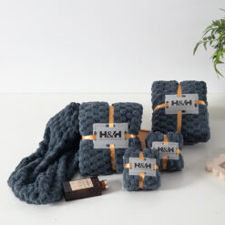 H&H石墨烯雪絨棉浴毛巾乾髮組(五件組)_淺灰+深灰_贈奈米鋅抗菌口罩或石墨烯足弓機能襪